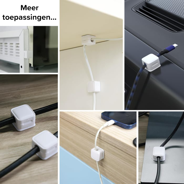 Magnetische snoeropbergers - Gemakkelijk en veilig zelfklevend kabelbeheer (6 stuks)