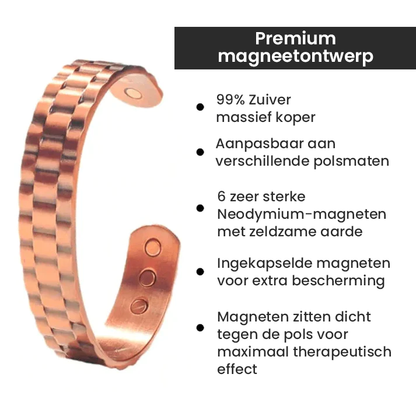 Koperen armband voor magnetische therapie